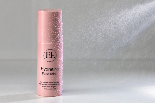 EL face mist being sprayed and wet